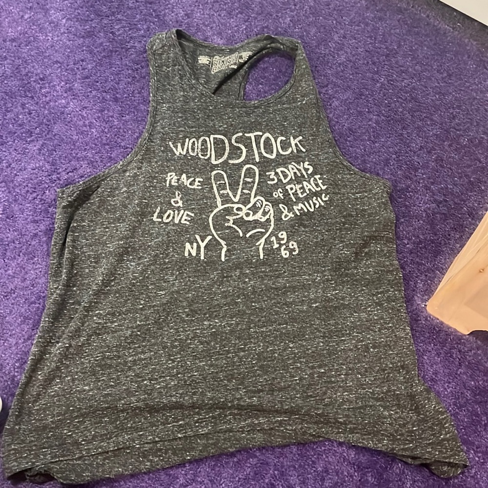 Dark gray razor back tank